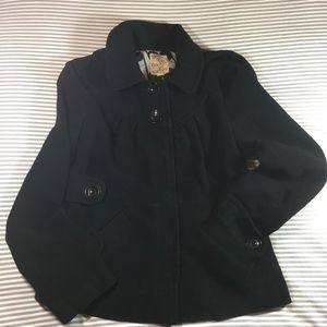 Tulle Short Peacoat with Removable Hood XS